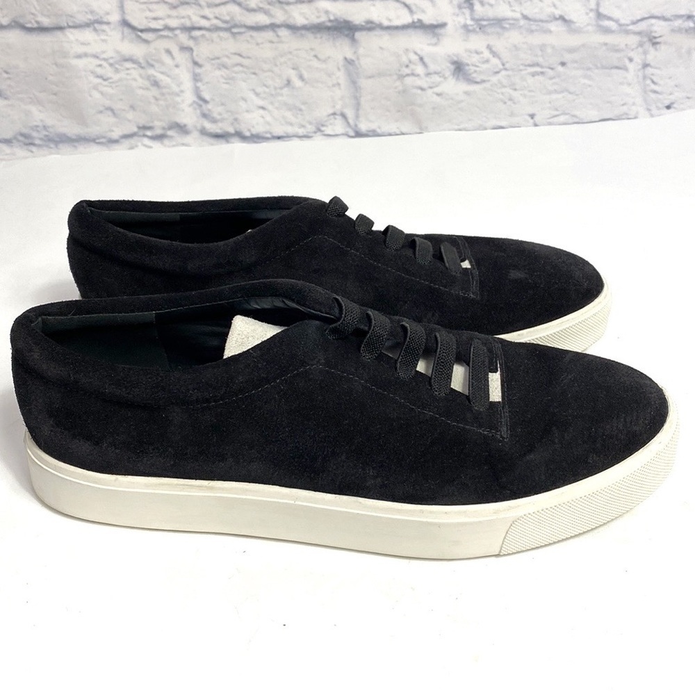 Vince black suede elastic laces slip on sneakers 6.5
